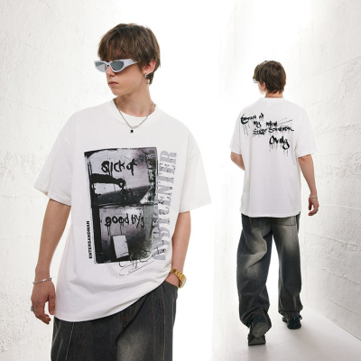 Theme print oversize round neck t-shirt 28
