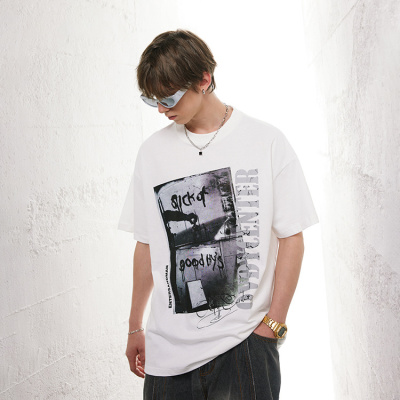 Theme print oversize round neck t-shirt 28