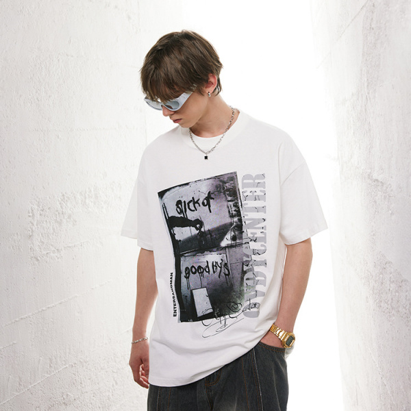 Theme print oversize round neck t-shirt 28