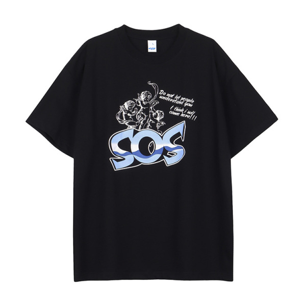 Trendy brand t-shirt men's small neckline short sleeves 49