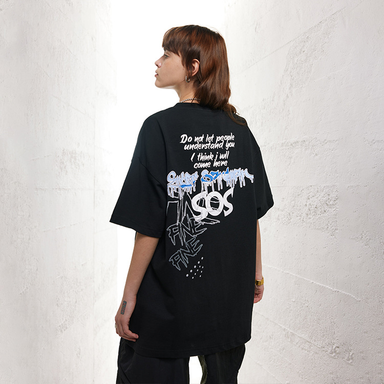 Trendy brand t-shirt men's small neckline short sleeves 49