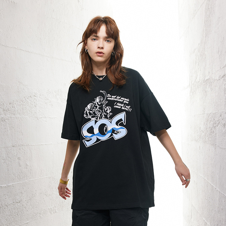 Trendy brand t-shirt men's small neckline short sleeves 49