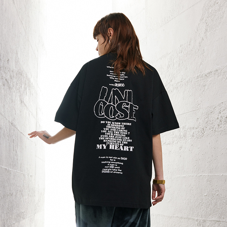 American high street dark style simple printed short sleeves 138