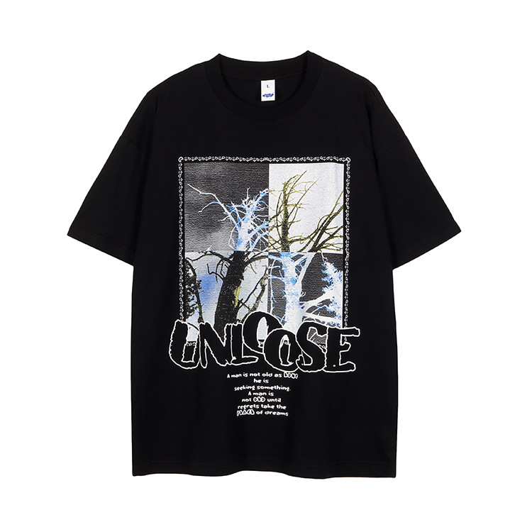 American high street dark style simple printed short sleeves 138