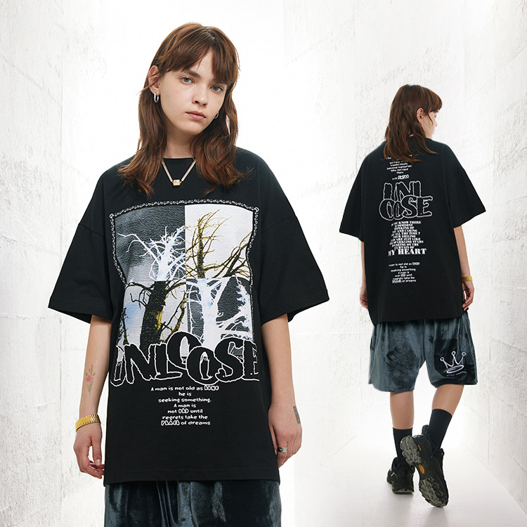 American high street dark style simple printed short sleeves 138