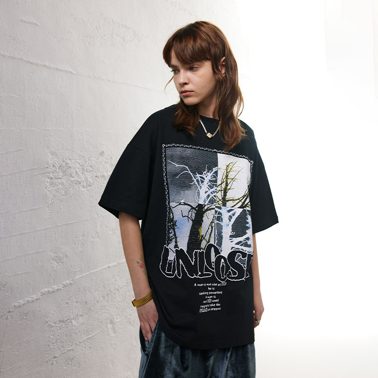 American high street dark style simple printed short sleeves 138