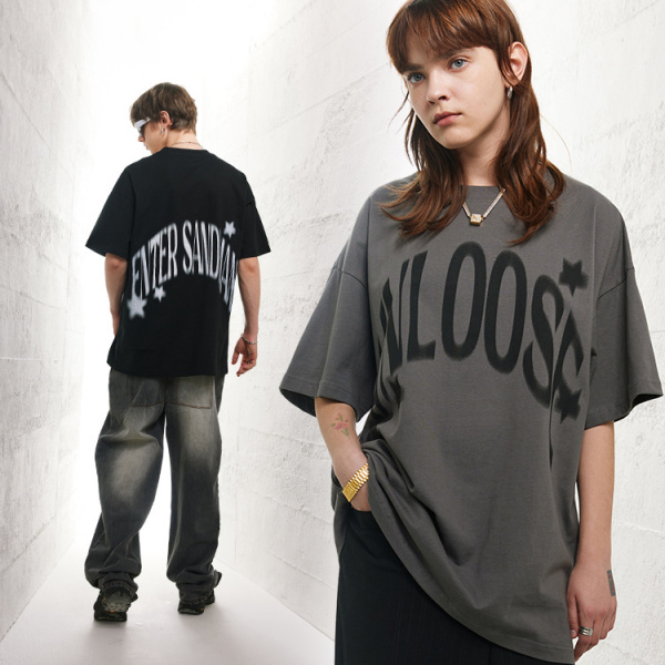 American Street Style Retro Style Short Sleeve Letters 105
