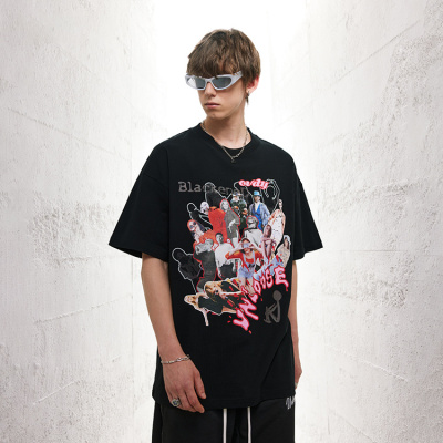 Anime character pure cotton loose version oversize trendy brand t 102