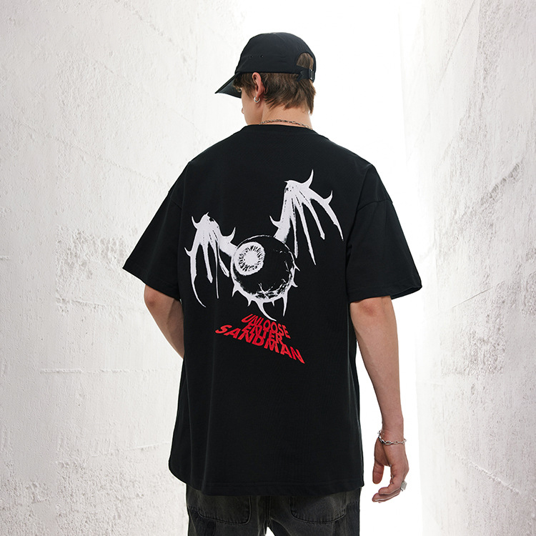 Cotton t-shirt small neckline skull fun print unisex short sleeves 114