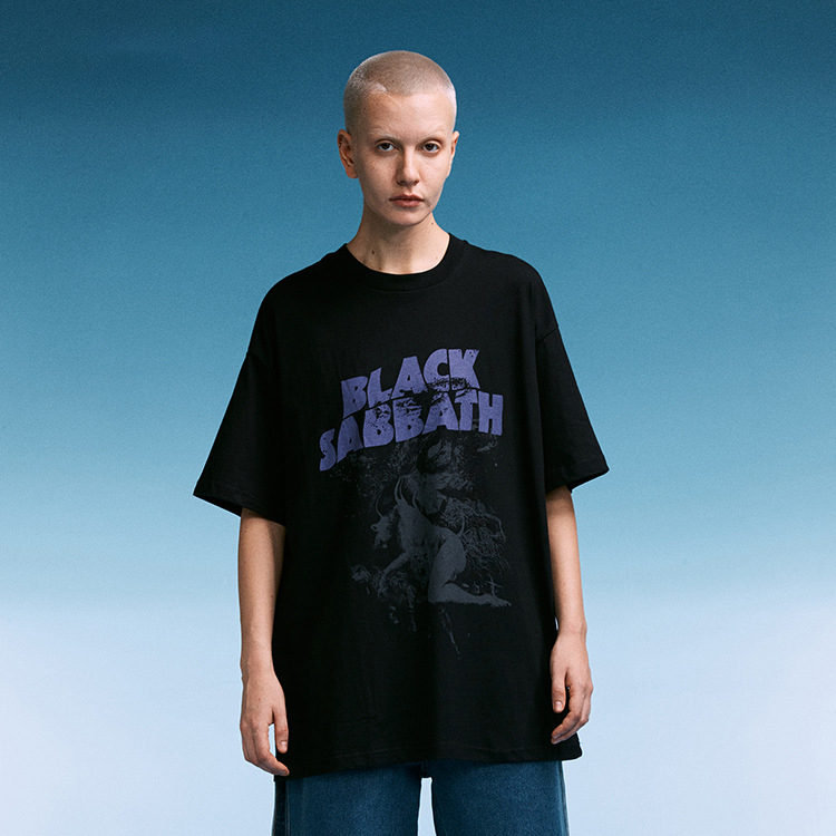 Dark mourning hip-hop devil print short-sleeved oversize loose T-shirt male 109