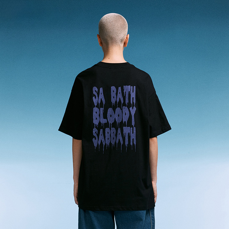 Dark mourning hip-hop devil print short-sleeved oversize loose T-shirt male 109