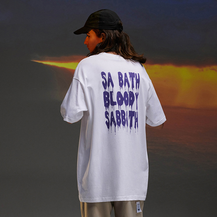 Dark mourning hip-hop devil print short-sleeved oversize loose T-shirt male 109