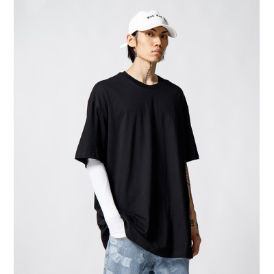 European and American fashion brand short sleeve high street solid color 137