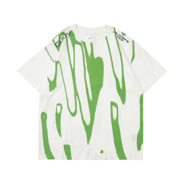 Graffiti printing men's summer new embroidery loose short sleeves 91