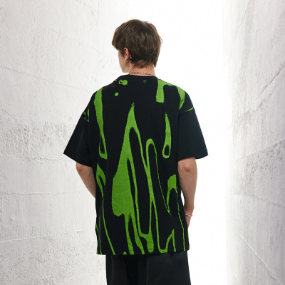 Graffiti printing men's summer new embroidery loose short sleeves 91