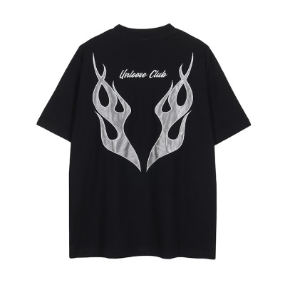 High Street T-Shirt Men's Appliqué Small Neck Short Sleeves 142