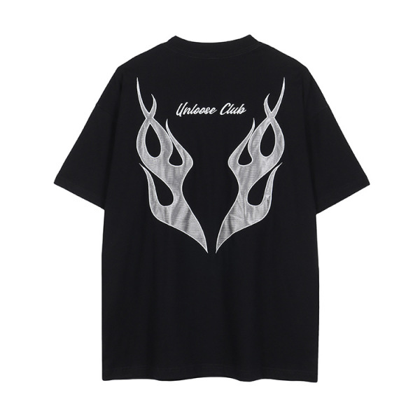 High Street T-Shirt Men's Appliqué Small Neck Short Sleeves 142