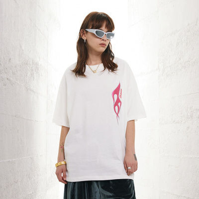 High Street T-Shirt Men's Appliqué Small Neck Short Sleeves 142
