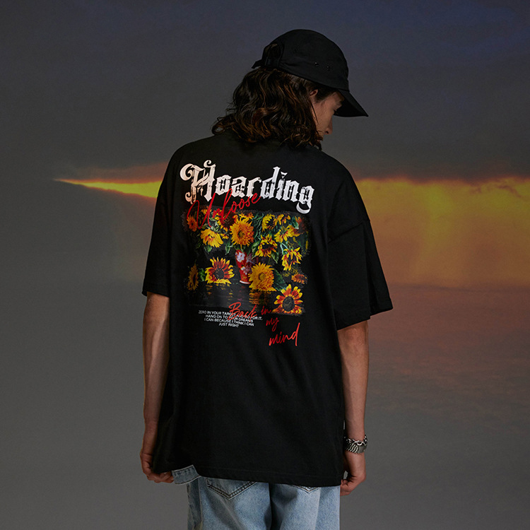 Hip-hop national tide t-shirt blooming and withering short sleeves 113
