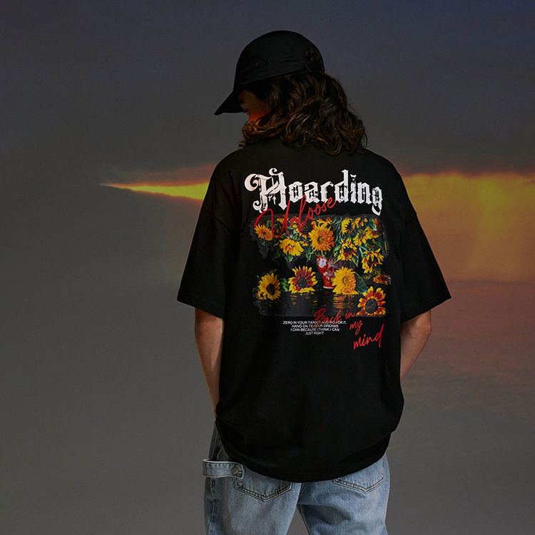 Hip-hop national tide t-shirt blooming and withering short sleeves 113