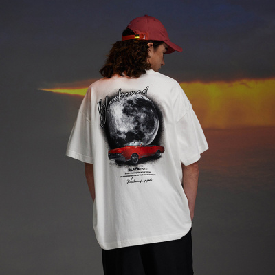 Men's and women's same car night travel print oversize short-sleeved men's 144