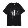 Men's t-shirt suede foam technology loose version splash ink style short sleeves 108