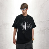 Men's t-shirt suede foam technology loose version splash ink style short sleeves 108