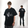 Men's t-shirt suede foam technology loose version splash ink style short sleeves 108