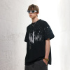Men's t-shirt suede foam technology loose version splash ink style short sleeves 108