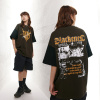 Retro splicing T-shirt street trendy brand niche heavy round neck short sleeves 124
