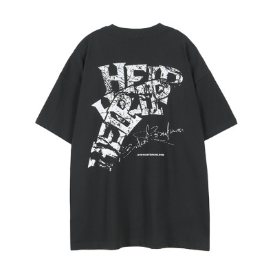 Retro style street personality loose round neck letter print t-shirt men 85