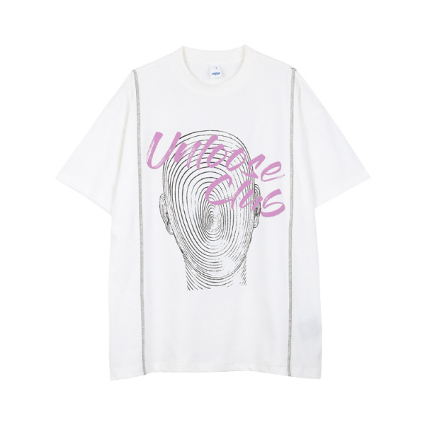 Short-sleeved double-yarn high-weight Ha Suo thread American-style T-shirt 107