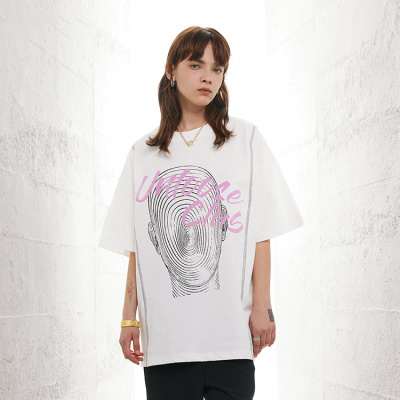 Short-sleeved double-yarn high-weight Ha Suo thread American-style T-shirt 107