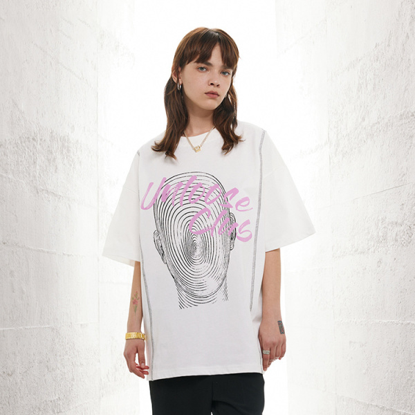 Short-sleeved double-yarn high-weight Ha Suo thread American-style T-shirt 107