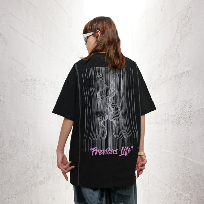 Short-sleeved double-yarn high-weight Ha Suo thread American-style T-shirt 107