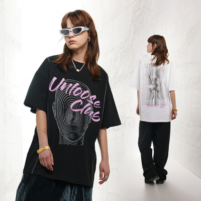 Short-sleeved double-yarn high-weight Ha Suo thread American-style T-shirt 107