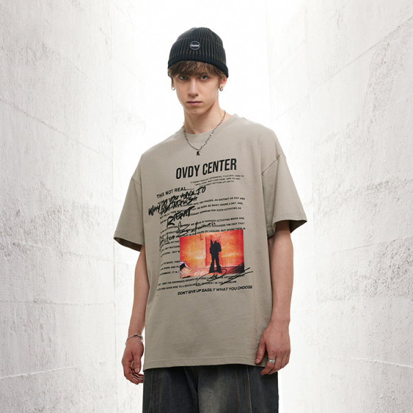 Short-sleeved men's summer American street oversize original solid color T-shirt 94