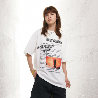 Short-sleeved men's summer American street oversize original solid color T-shirt 94