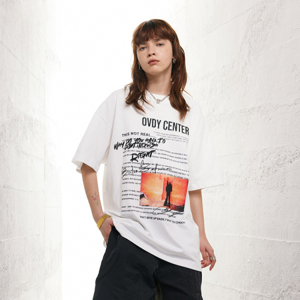 Short-sleeved men's summer American street oversize original solid color T-shirt 94