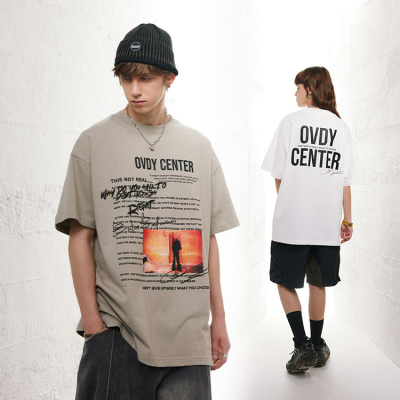 Short-sleeved men's summer American street oversize original solid color T-shirt 94
