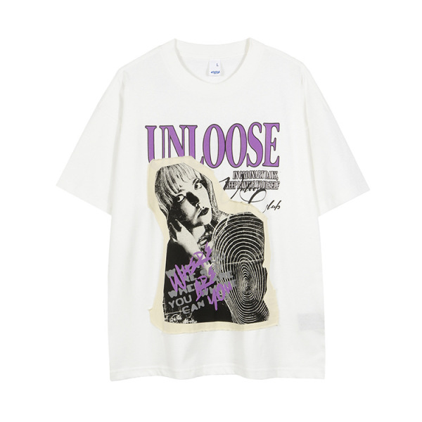 Short-sleeved retro fun personality loose version ins style Hasuo trendy T-shirt 84