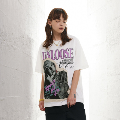 Short-sleeved retro fun personality loose version ins style Hasuo trendy T-shirt 84