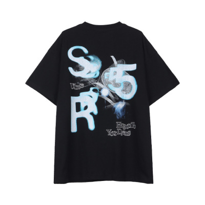 Small neckline heavy craft American high street large letter print t-shirt 134