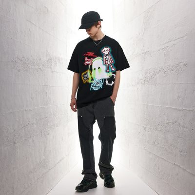 Small neckline skull interesting unisex short sleeves 14