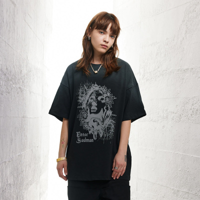 Street style gradient short-sleeved high street ins loose simple cotton t 145