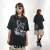 Washed old printed short-sleeved retro style street loose round neck T-shirt 133