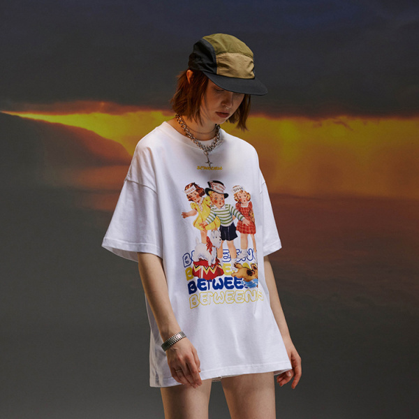 Cartoon character T-shirt American retro loose student male and female couple 160 