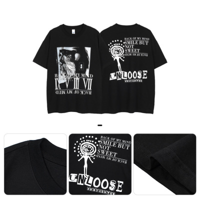 European and American street dark short-sleeved original cotton T-shirt 147