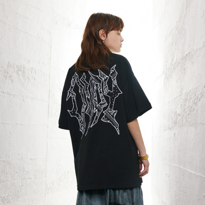 New Arrival T-shirt Retro Style Street Big Print Version Half Sleeve Fashion 154