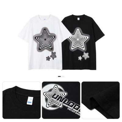 Short-sleeved high street simple loose male and female campus ins wind t-shirt 157